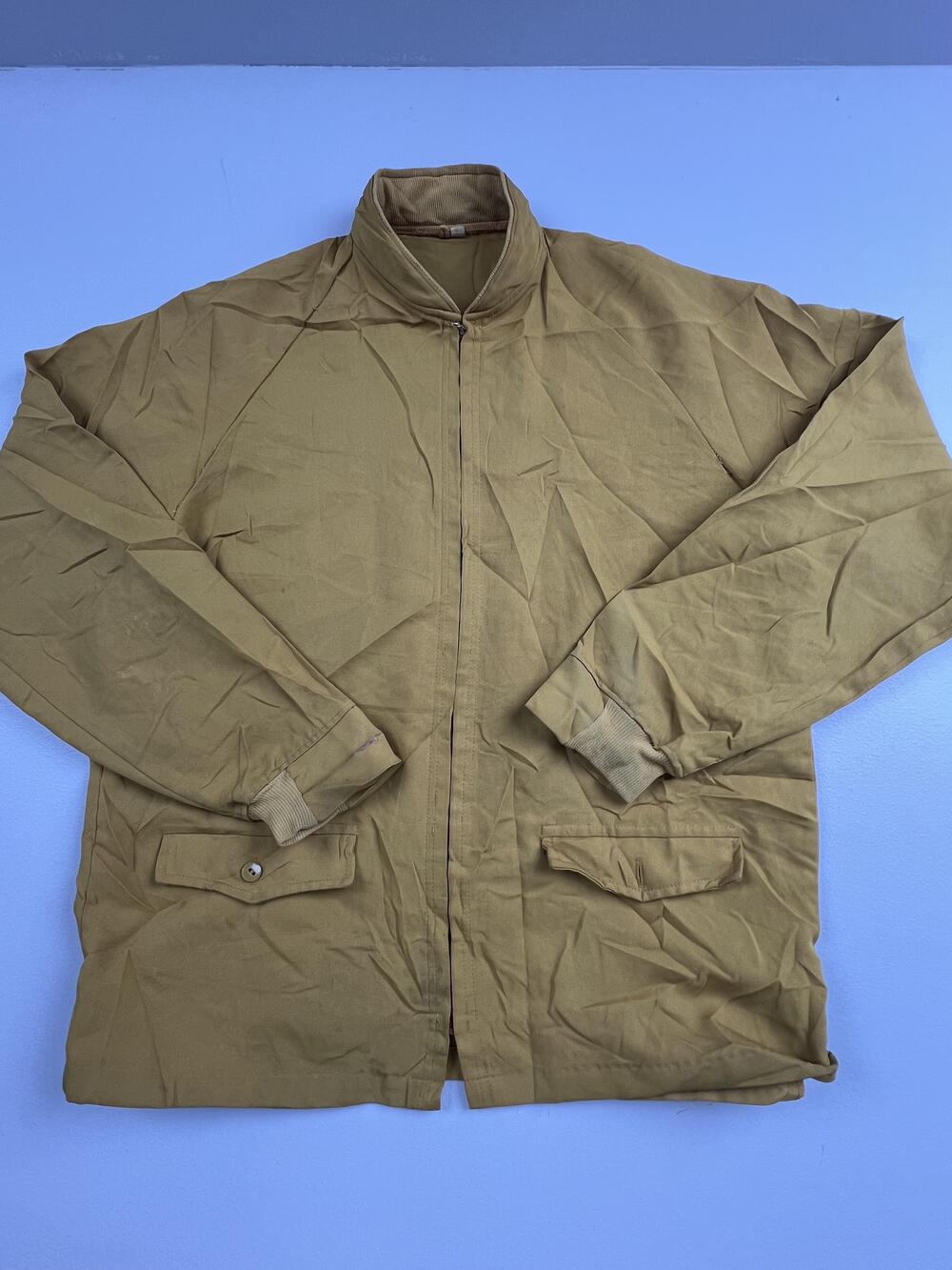 Vintage Wilson Jacket Mens Medium Brown Canvas Windbreaker Full Zip Pockets